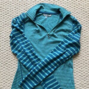 Smartwool Merino Wool Stripe Quarter Zip Base Layer Women's M